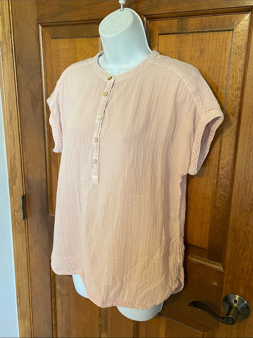 Faherty Dream Desmond top breathable, lightweight peach-colored cotton gauze S - Picture 4 of 10